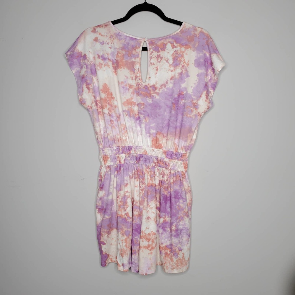 BP Purple White Pink Tie Dye V-Neck Short Sleeve Romper Sz Small S - Picture 8 of 8